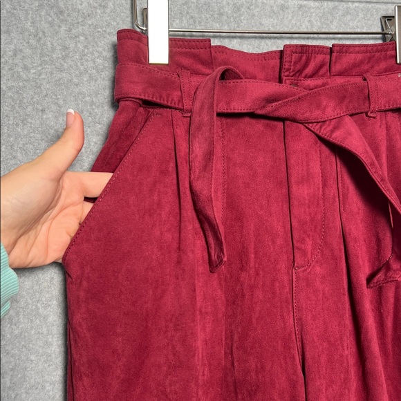 Free People Women’s Nightfall Vegan-Suede Pants in Queen Pomegranate High Rise - Picture 9 of 9